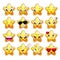 Funny cartoon star character emotions set