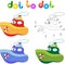 Funny cartoon steamship. Connect dots and get image. Educational