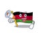 Funny cartoon style of flag malawi with megaphone