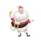 Funny cartoon style laughs Santa Claus with ring bell character icon. Emotion illustration. Christmas seasonal vector.