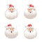 Funny cartoon style set of Santa`s in hat head icons. Emotion illustration. Laughing, singing noel, surprised.