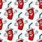 Funny cartoon takeaway soda seamless pattern