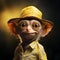 Funny Cartoon Tarsier With Hat: Detailed And Realistic Junglecore Character Design