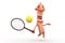 Funny cartoon tennis player. Objects over white.