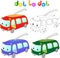 Funny cartoon trolleybus. Connect dots and get image. Educationa