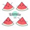 Funny cartoon watermelon character with different emotions on the face. Comic emoticon stickers set. Vector icons, isolated on whi