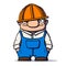 Funny cartoon worker, builder, plumber. Vector illustration