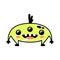 Funny cartoon yellow monster smiling kindly. A fictional character for children. Cute alien icon in doodle style. A