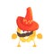 Funny cartoon yellow pepper character wearing sombrero hat, mexican traditional humanized food in traditional clothes