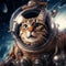 Funny Cat Astronaut, cat in the space wearing space suit and helmet close up view, Cat in the space galaxy AI Generated image