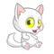 Funny cat cartoon waving with funny exciting expression. Vector illustration.