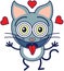 Funny cat feeling madly in love