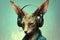 Funny cat listening to music with headphones on a grunge background