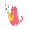 Funny cat playing saxophone. Vector illustration