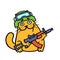 Funny cat special forces armed and ready for battle. Vector illustration.