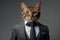 A funny cat wearing a suit with isolated background