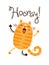 Funny cat yells Hooray. Vector illustration in cartoon style
