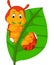 Funny caterpillar eating leaf