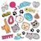 Funny Cats Badges, Patches, Stickers - Cat Fish Clutches in Comic Style
