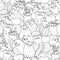 Funny cats black and white seamless pattern