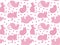 Funny cats pattern pink on white with gold dots vector