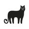 Funny cats set. Black cats silhouette collections. Cartoon style.