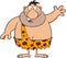 Funny Caveman Cartoon Character Waving