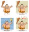 Funny Caveman Cartoon Mascot Character Set 2. Collection