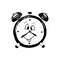 Funny character alarm clock, clock, drawn by hand, isolated on white background.