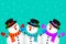 Funny Characters design, snowman raising arms.