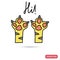 Funny chat cat paws smile color flat icon