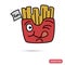 Funny chat fries potatoes smile color flat icon