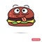 Funny chat hamburger smile color flat icon