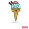 Funny chat ice cream smile color flat icon