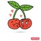 Funny chat kissing cherry smile color flat icon