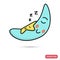 Funny chat sleeping moon and star smile color flat icon