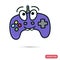 Funny chat video game joystick smile color flat icon