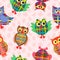 Funny checkered owl seamless pattern