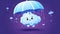 Funny cheerful rain cloud taking cover beneath umbrella, cute cloud exudes a sense of fun