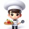 Funny chef cartoon. Good food. AI generated
