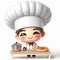 Funny chef cartoon. Good food. AI generated