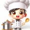 Funny chef cartoon. Good food. AI generated