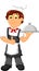 Funny chef cartoon holding plate