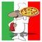 Funny chef cook pizza