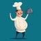 Funny chef, cute character. Vector cartoon illustration