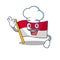 Funny Chef flag monaco Scroll cartoon character wearing white hat