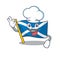 Funny Chef flag scotland Scroll cartoon character wearing white hat