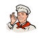 Funny chef. Restaurant or cafe logo, vector illustration