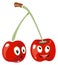 Funny cherry pair characters. Cartoon berry mascot