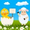 Funny Chick & Lamb Wishing Happy Easter